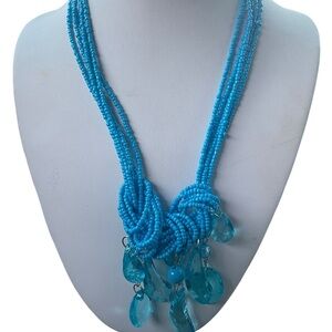 Mar y Sol Turquoise Knot Beaded Necklace with Teardrop Pendants